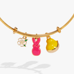 PEEPS® Chick and Bunny Multi Charm Bangle Gold | Alex and Ani