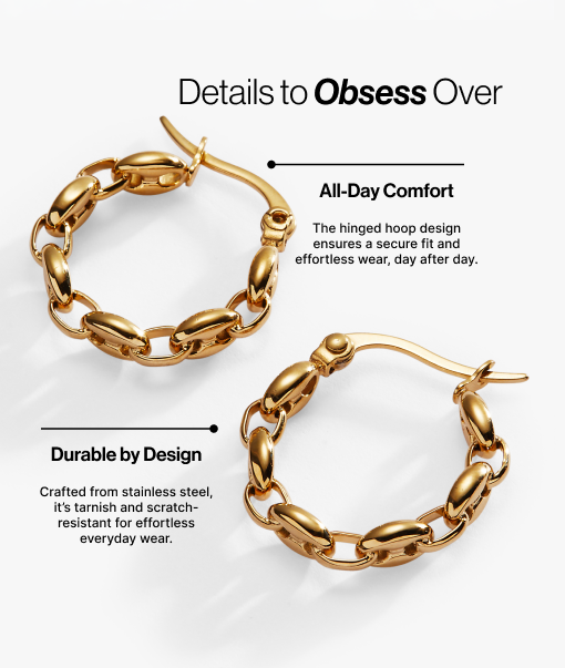 Frozen Mariner Chain Hoop Stainless Steel Gold | Alex and Ani
