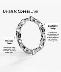 Frozen Mariner Chain Ring Stainless Steel Gold | Alex and Ani
