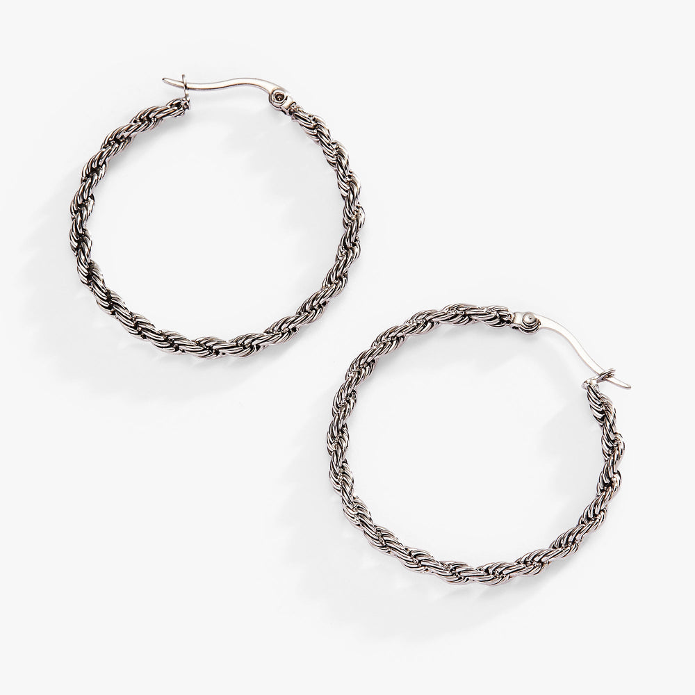 Frozen French Rope Chain Hoop Stainless Steel Gold | Alex and Ani