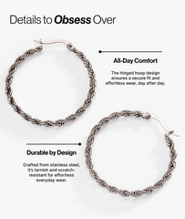 Frozen French Rope Chain Hoop Stainless Steel Gold | Alex and Ani