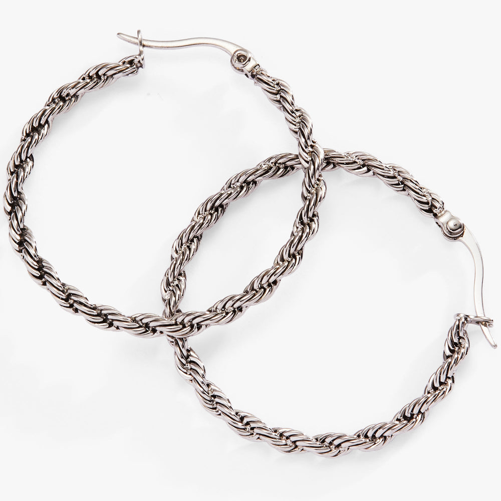 Frozen French Rope Chain Hoop Stainless Steel Gold | Alex and Ani