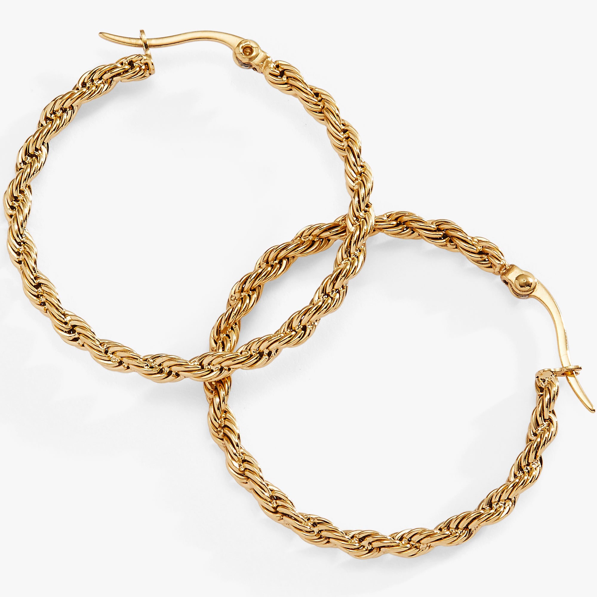 Frozen French Rope Chain Hoop Stainless Steel Gold | Alex and Ani