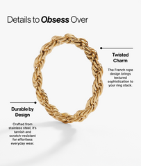 Frozen French Rope Chain Ring Stainless Steel Silver | Alex and Ani