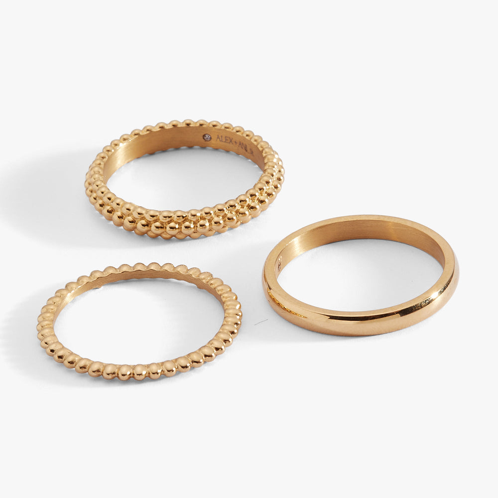 3 ring set-ball texture Stainless Steel Gold | Alex and Ani