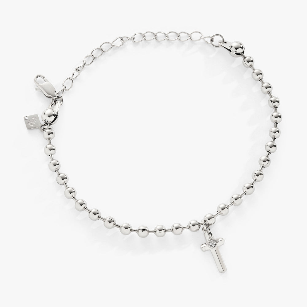 Cross Ball Chain Bracelet Stainless Steel Silver | Alex and Ani