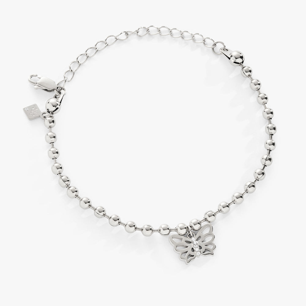Butterfly Ball Chain Bracelet Stainless Steel Silver | Alex and Ani