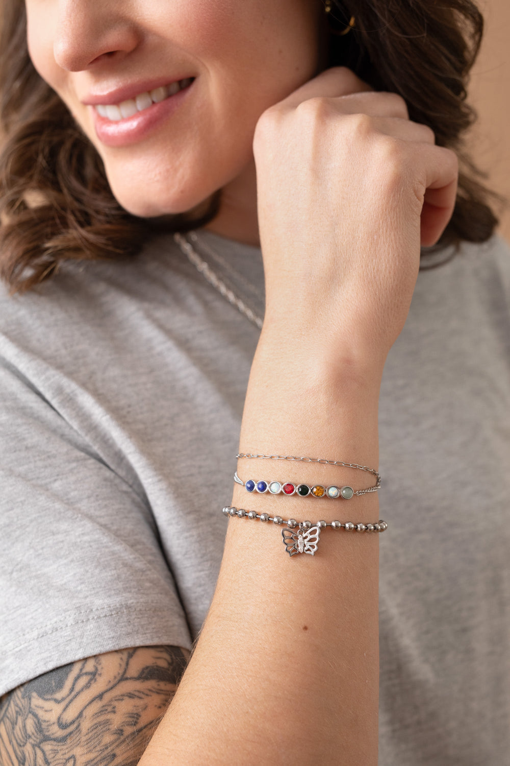 Butterfly Ball Chain Bracelet Stainless Steel Silver | Alex and Ani