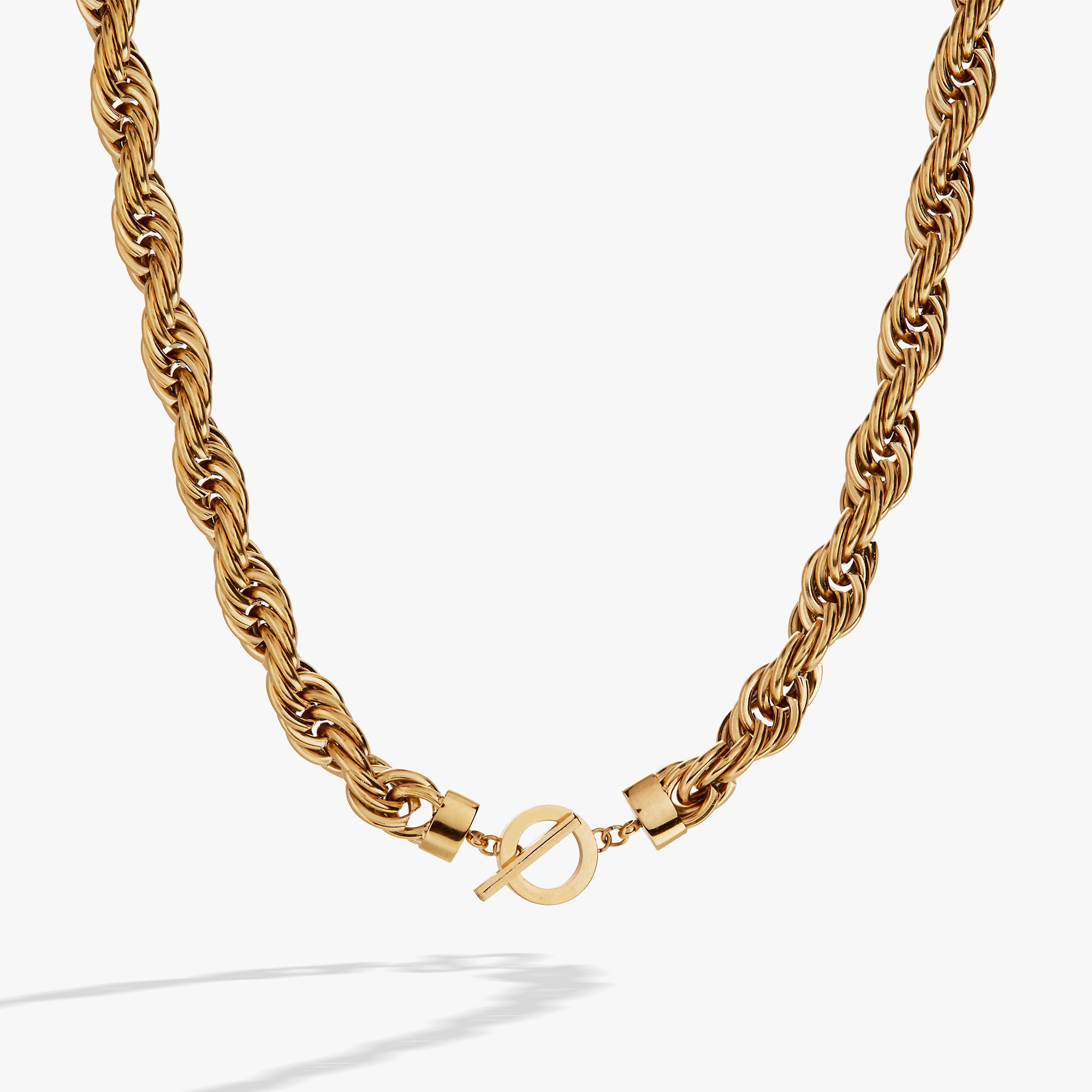 Large Rope Chain Toggle Necklace Stainless Steel Gold | Alex and Ani