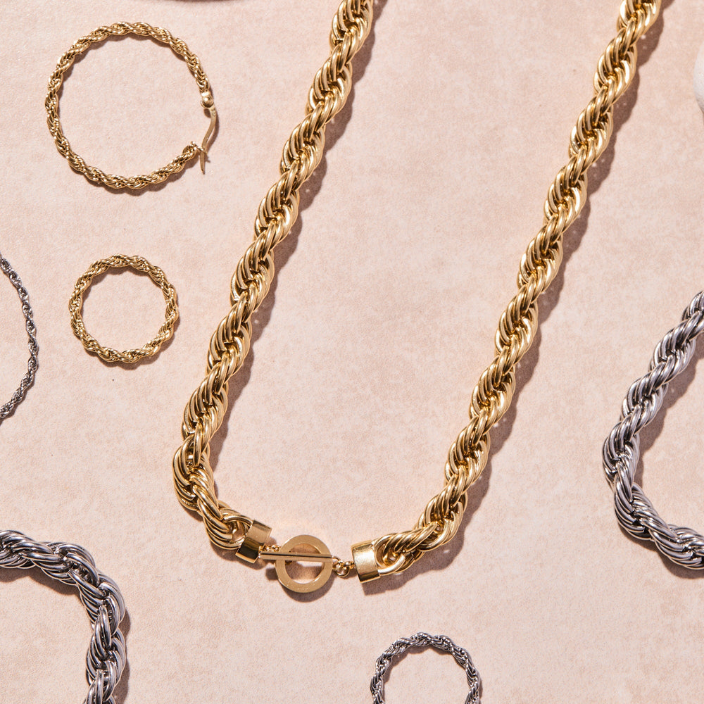 Large Rope Chain Toggle Necklace Stainless Steel Gold | Alex and Ani