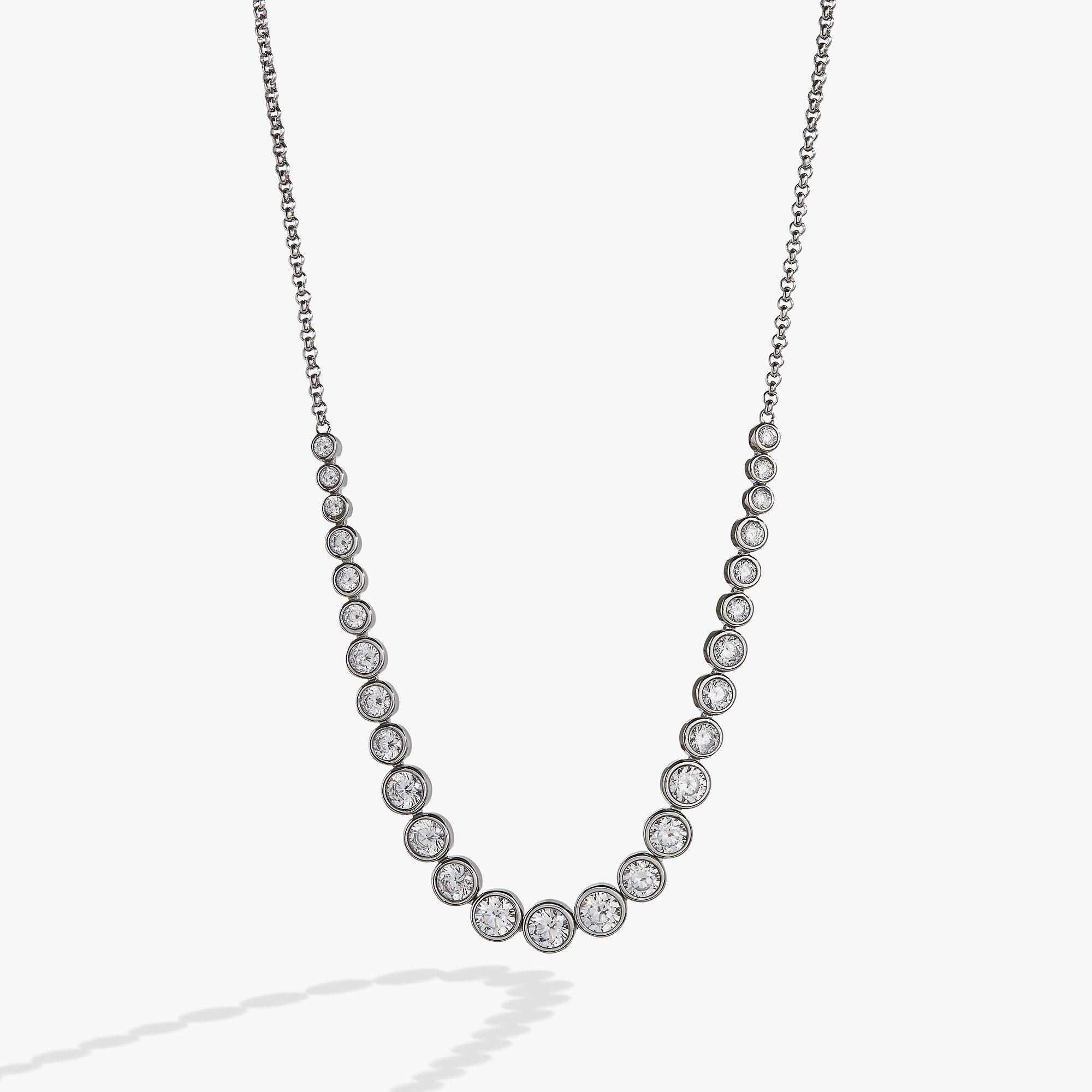 Crystal Tennis Necklace – Special Occasion or Bridesmaid Jewelry Stainless Steel Silver | Alex and Ani