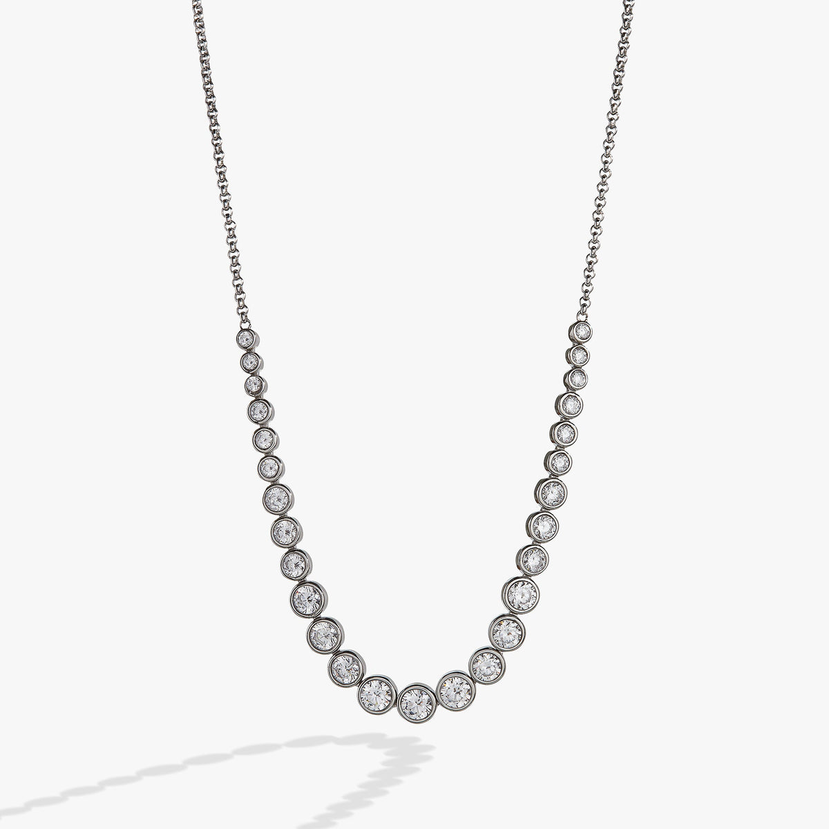 Crystal Tennis Necklace – Special Occasion or Bridesmaid Jewelry Stainless Steel Silver | Alex and Ani