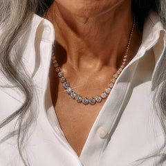 Crystal Tennis Necklace – Special Occasion or Bridesmaid Jewelry Stainless Steel Silver | Alex and Ani