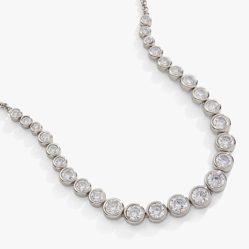 Crystal Tennis Necklace – Special Occasion or Bridesmaid Jewelry Stainless Steel Silver | Alex and Ani