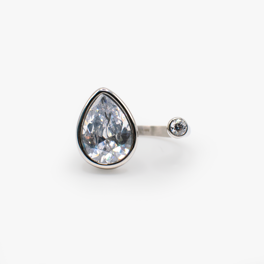 Crystal Teardrop Ring – Sparkling Bridal and Evening Jewelry Stainless Steel Silver | Alex and Ani