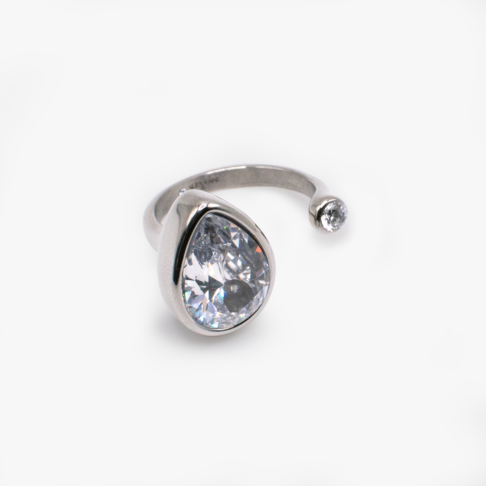 Crystal Teardrop Ring – Sparkling Bridal and Evening Jewelry Stainless Steel Silver | Alex and Ani