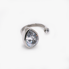 Crystal Teardrop Ring – Sparkling Bridal and Evening Jewelry Stainless Steel Silver | Alex and Ani