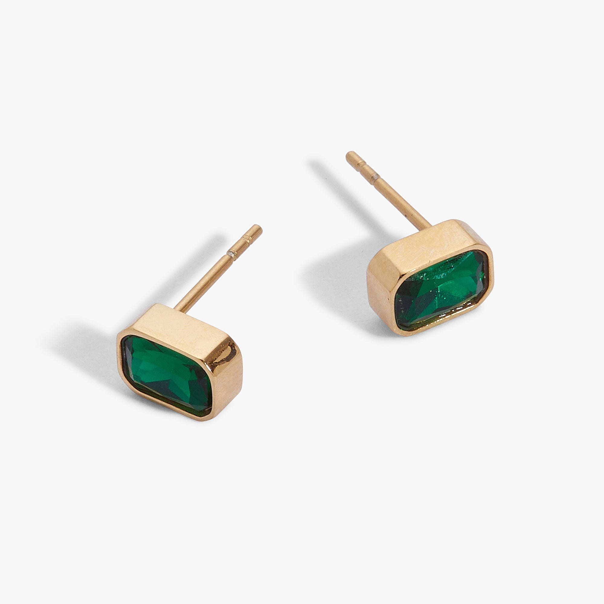 May Emerald-Cut Birthstone Stud Stainless Steel Gold | Alex and Ani