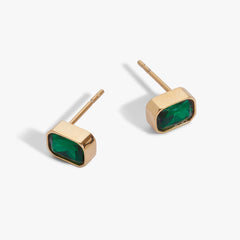 May Emerald-Cut Birthstone Stud Stainless Steel Gold | Alex and Ani