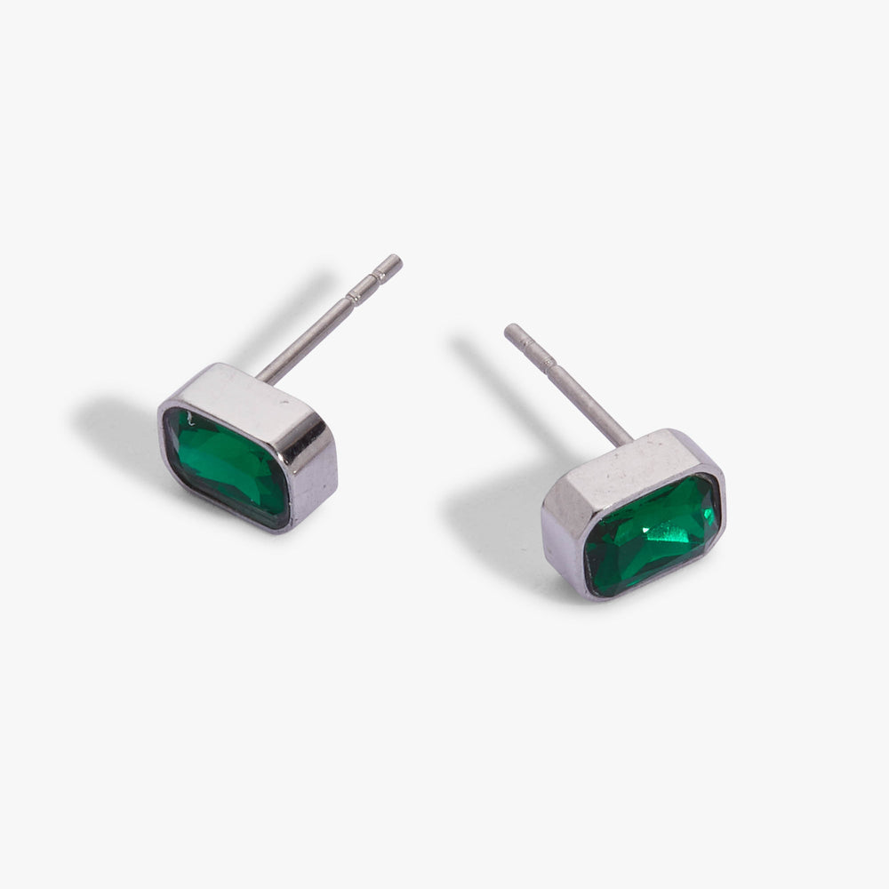 May Emerald-Cut Birthstone Stud Stainless Steel Gold | Alex and Ani