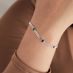 Emerald Curb Chain Bracelet, May Birthstone Gold | Alex and Ani