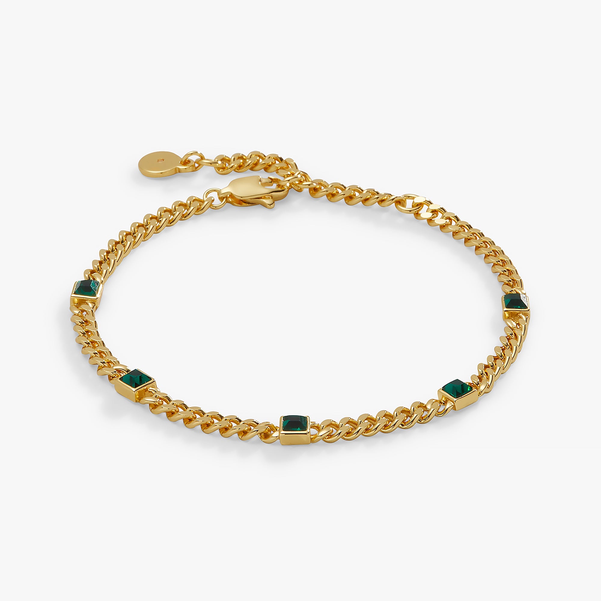 Emerald Curb Chain Bracelet, May Birthstone Gold | Alex and Ani