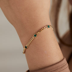 Emerald Curb Chain Bracelet, May Birthstone Gold | Alex and Ani