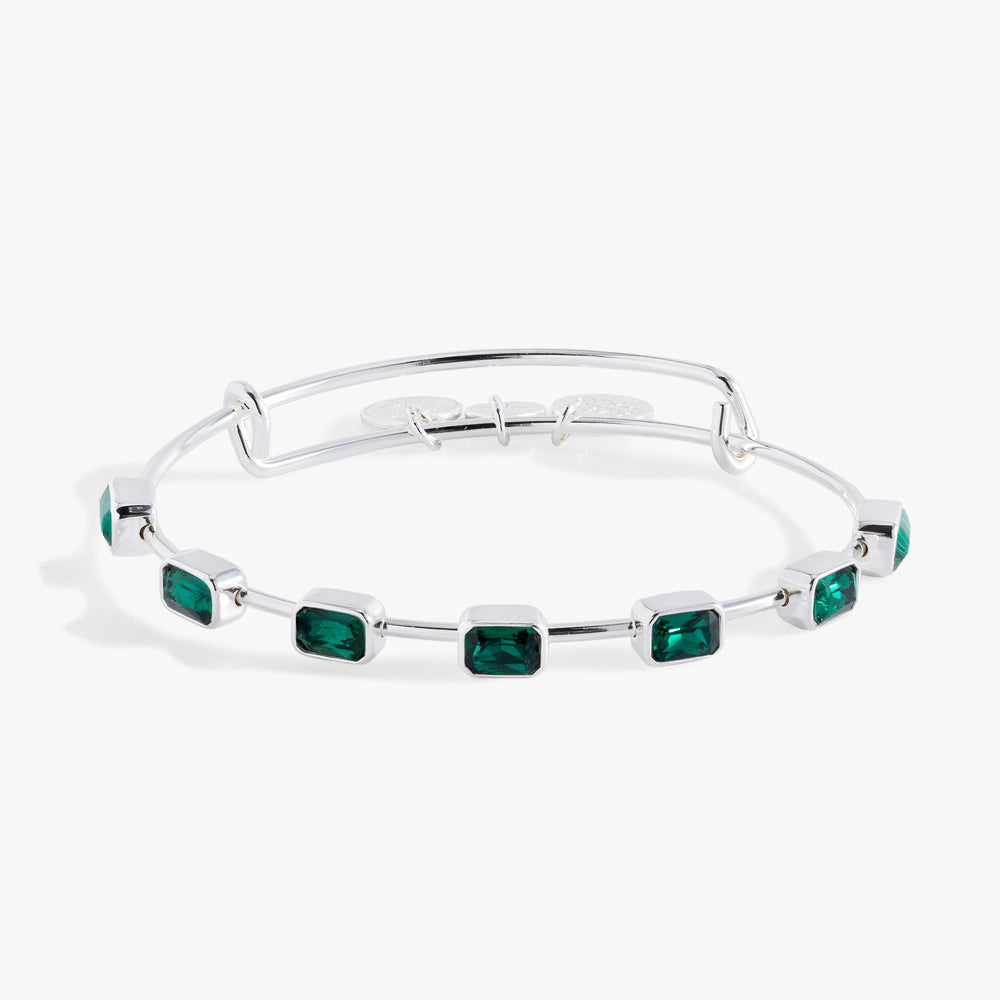 May Birthstone Emerald Cut Bangle Gold | Alex and Ani