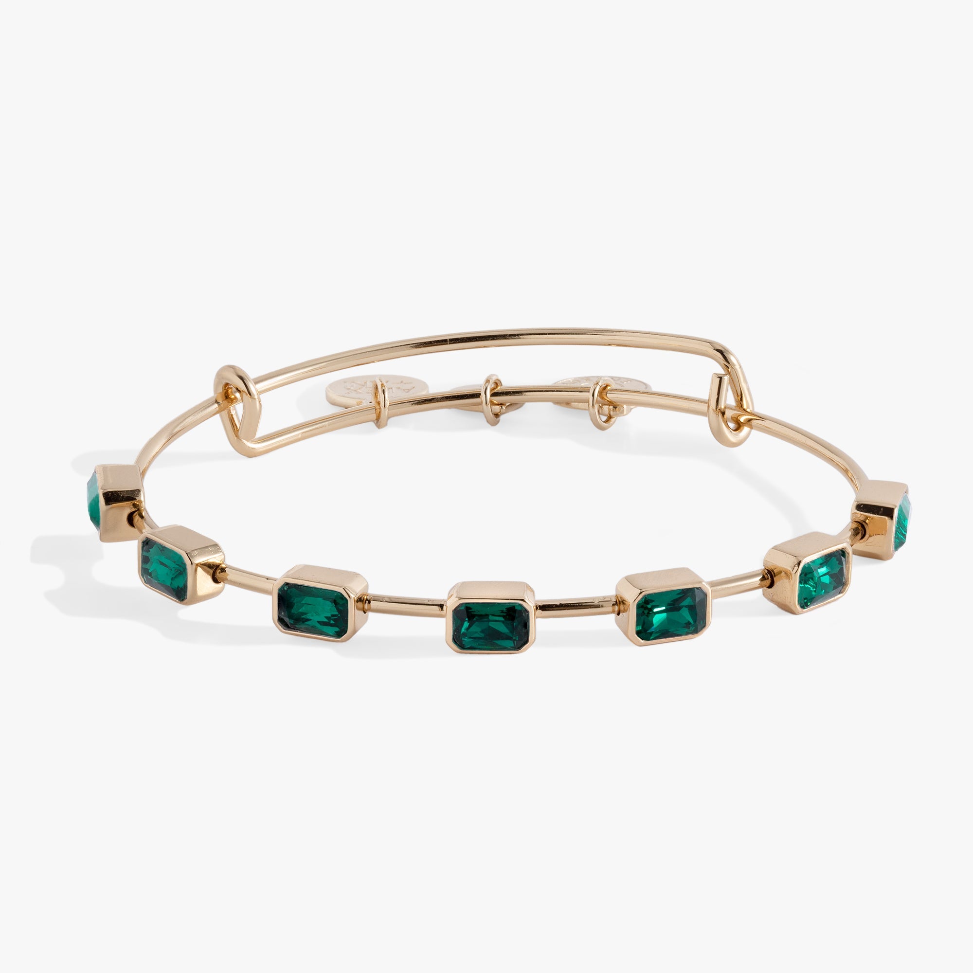 May Birthstone Emerald Cut Bangle Gold | Alex and Ani