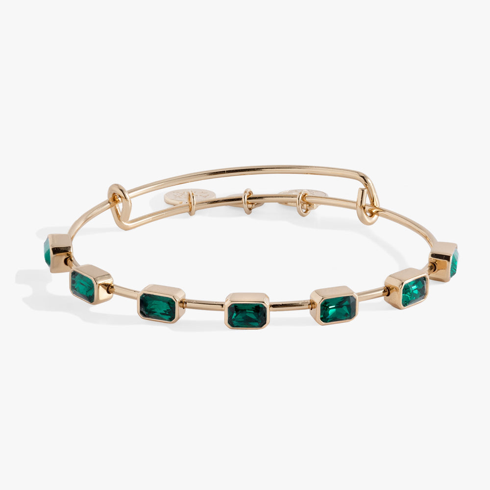 May Birthstone Emerald Cut Bangle Gold | Alex and Ani