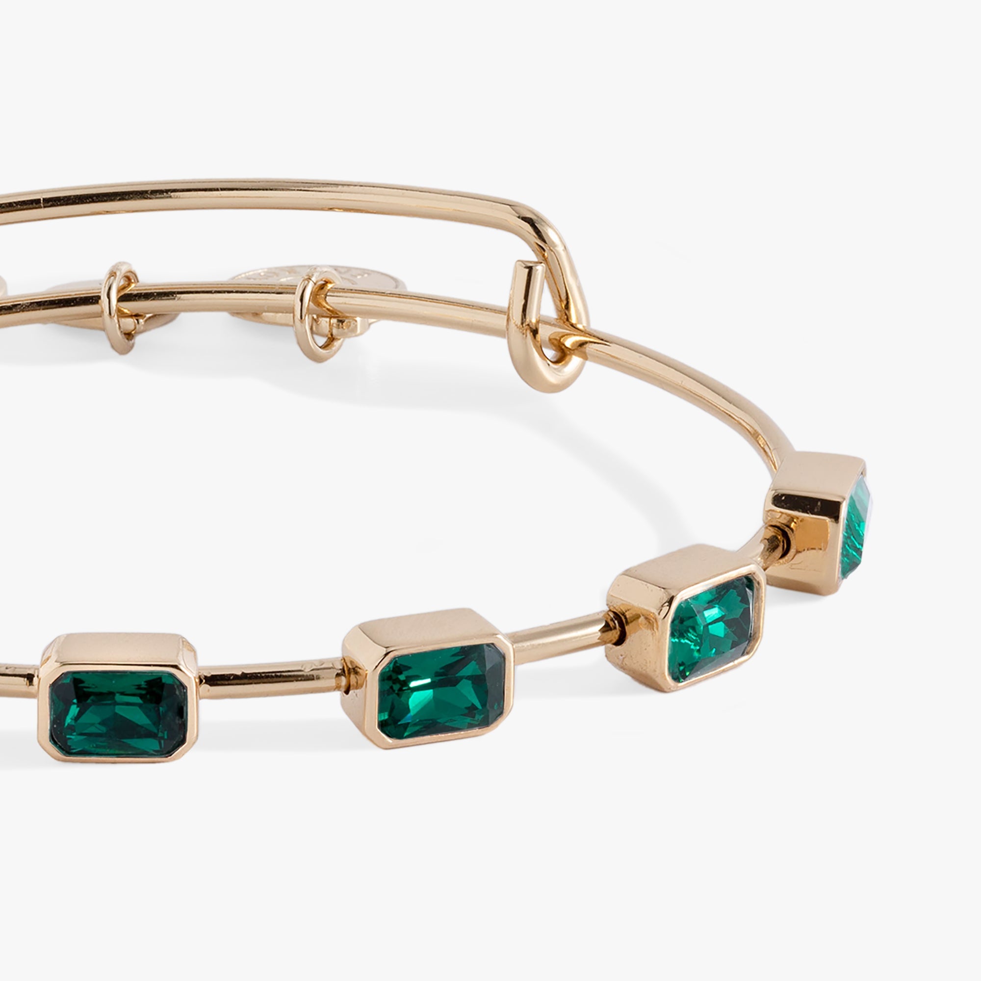 May Birthstone Emerald Cut Bangle Gold | Alex and Ani