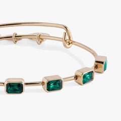 May Birthstone Emerald Cut Bangle Gold | Alex and Ani