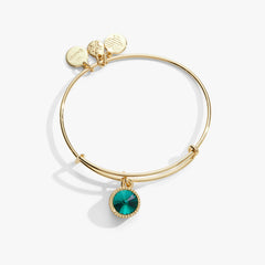 Emerald May Birthstone Charm Bangle Silver | Alex and Ani