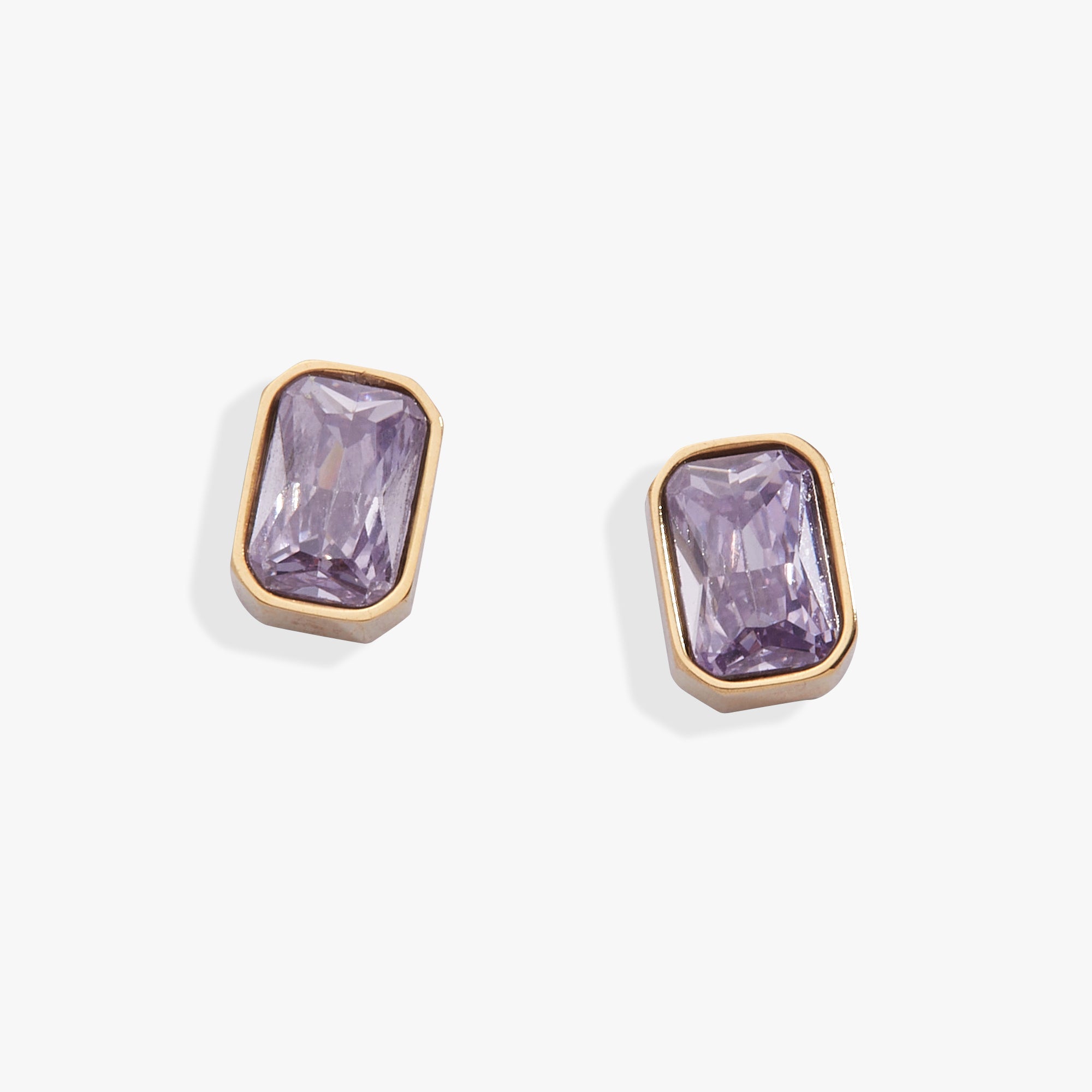 June Emerald-Cut Birthstone Stud Stainless Steel Gold | Alex and Ani