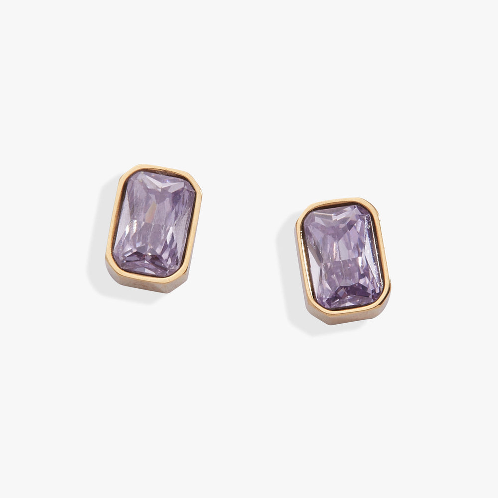June Emerald-Cut Birthstone Stud Stainless Steel Gold | Alex and Ani