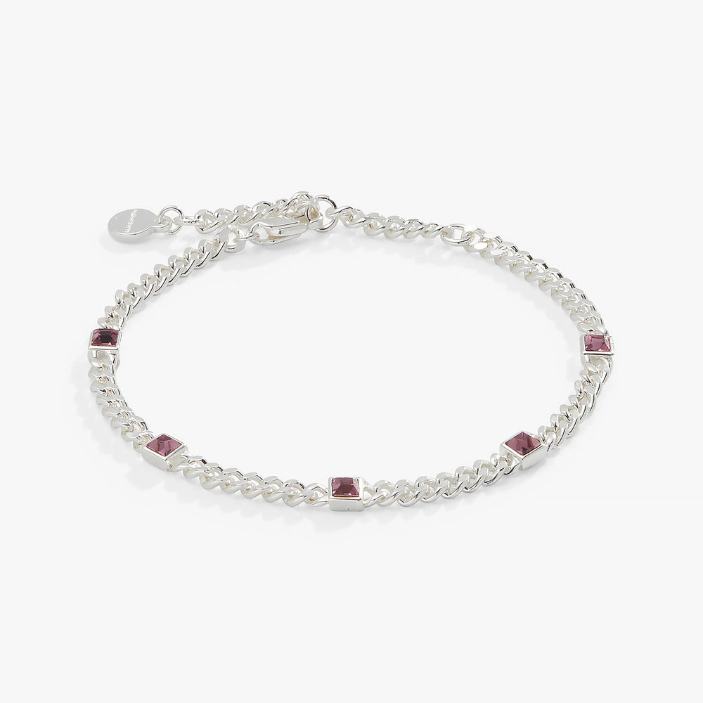 Light Amethyst Curb Chain Bracelet, June Birthstone Silver | Alex and Ani
