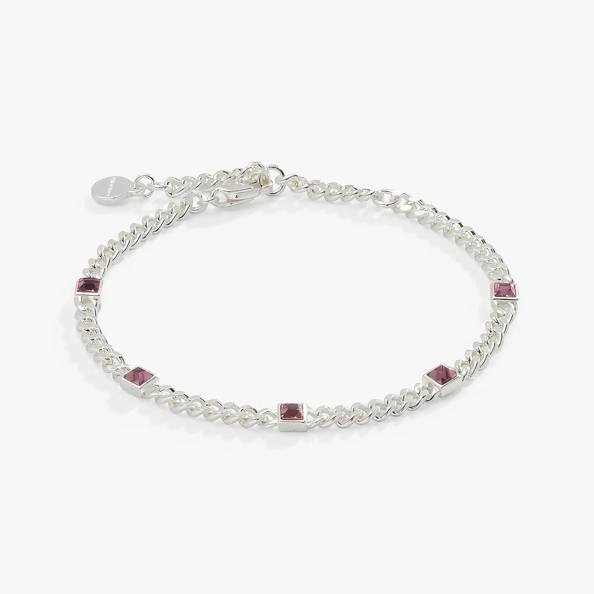 Light Amethyst Curb Chain Bracelet, June Birthstone Silver | Alex and Ani