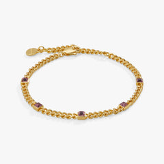 Light Amethyst Curb Chain Bracelet, June Birthstone Silver | Alex and Ani