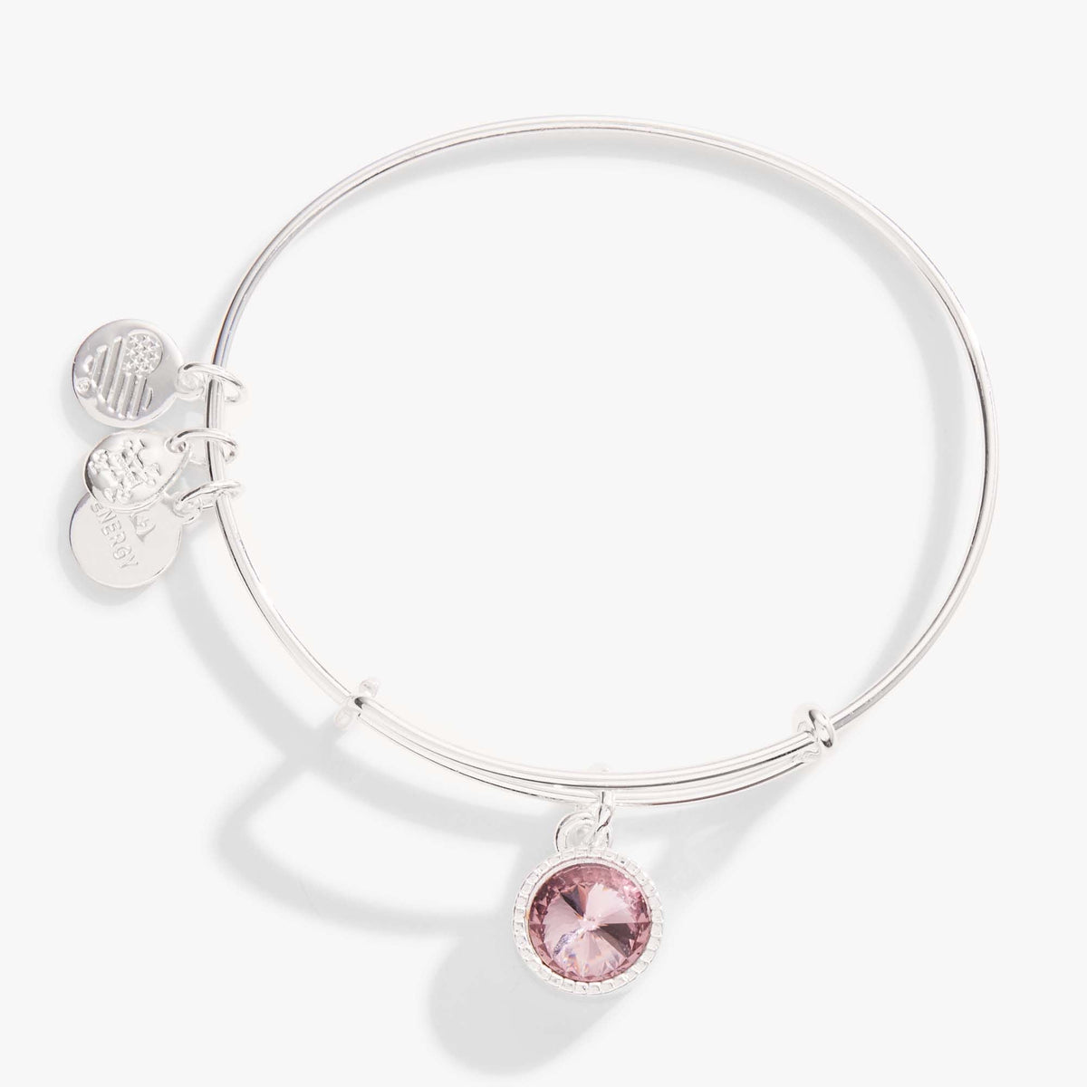 Light Amethyst June Birthstone Charm Bangle Silver | Alex and Ani