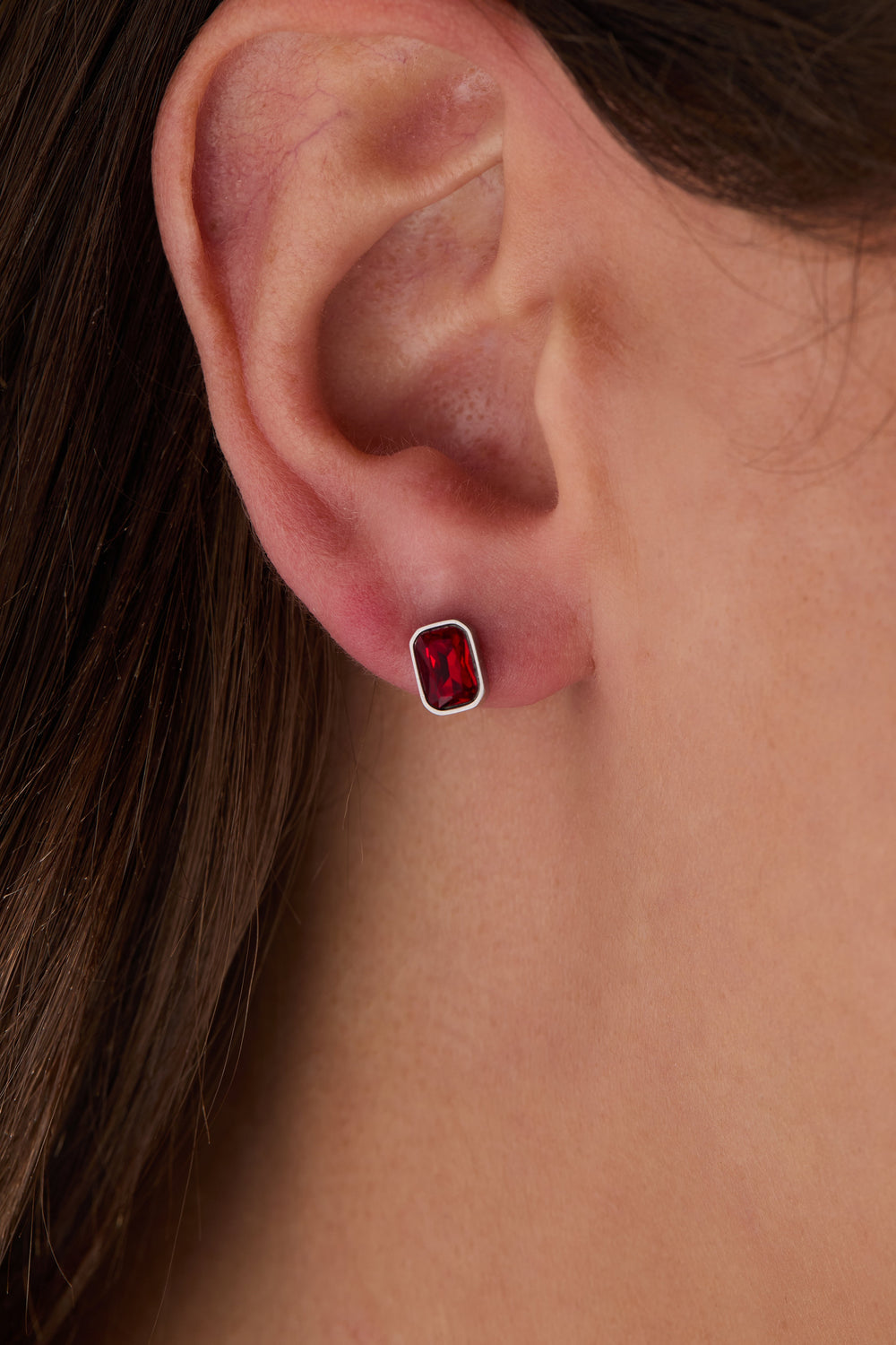 July Emerald-Cut Birthstone Stud Stainless Steel Gold | Alex and Ani