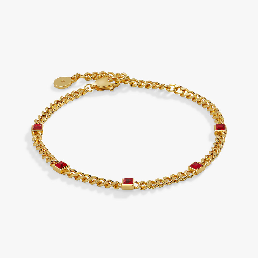 Ruby Curb Chain Bracelet, July Birthstone Silver | Alex and Ani