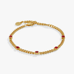 Ruby Curb Chain Bracelet, July Birthstone Silver | Alex and Ani