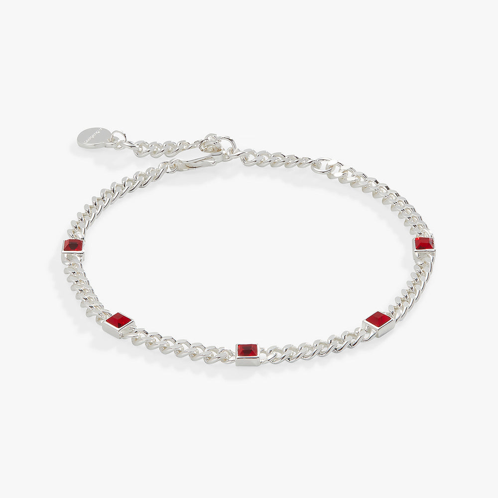 Ruby Curb Chain Bracelet, July Birthstone Silver | Alex and Ani
