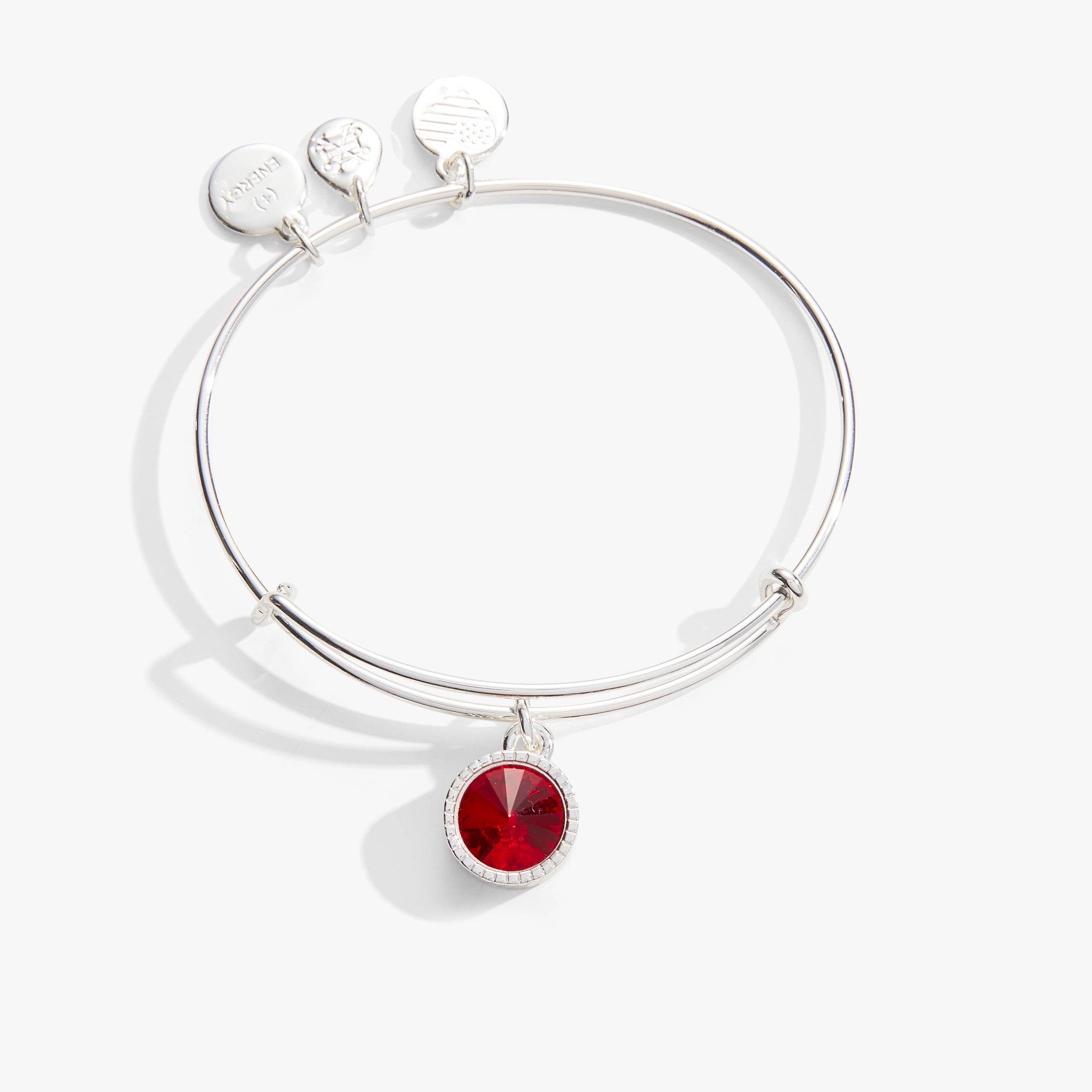 Ruby July Birthstone Charm Bangle Silver | Alex and Ani