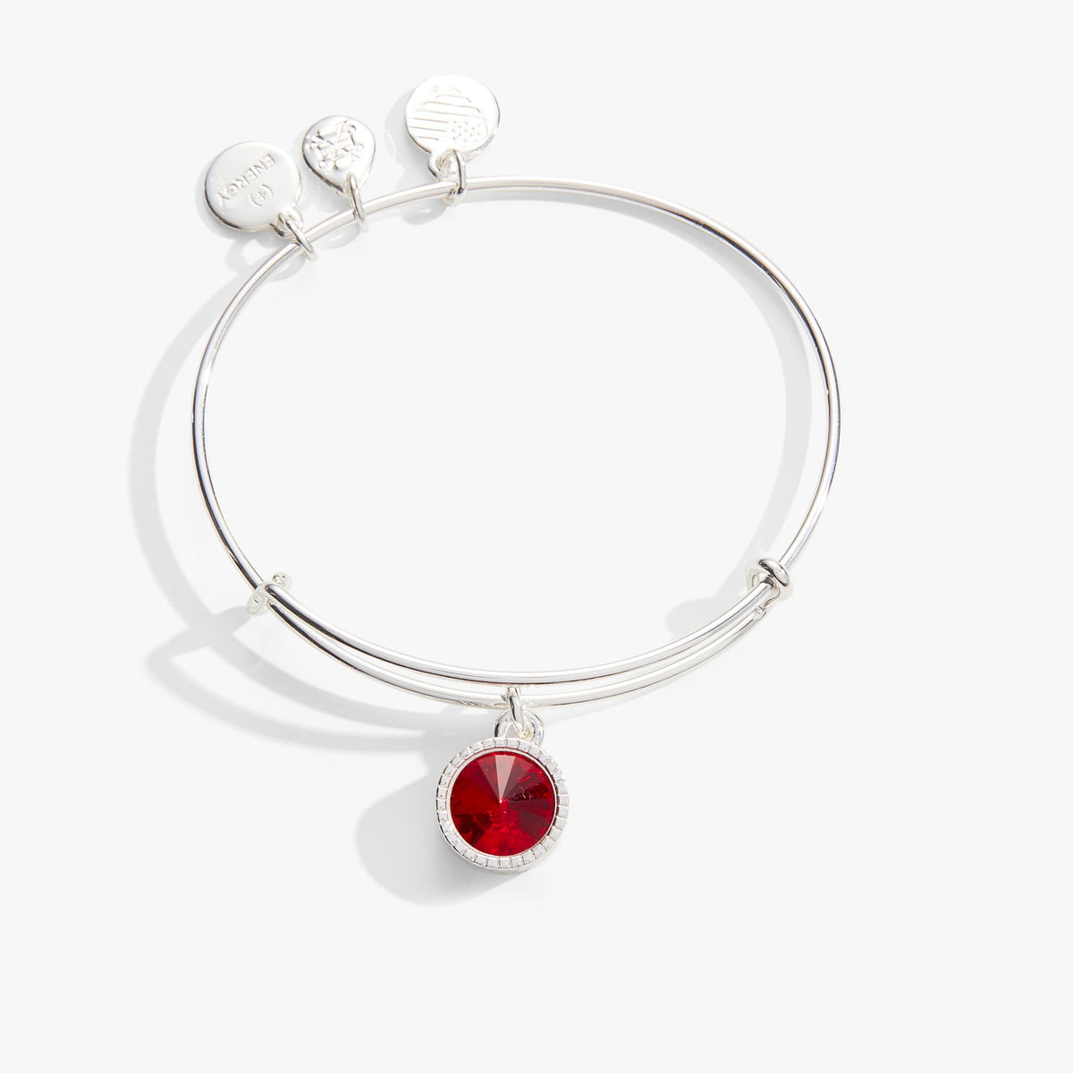 Ruby July Birthstone Charm Bangle Silver | Alex and Ani