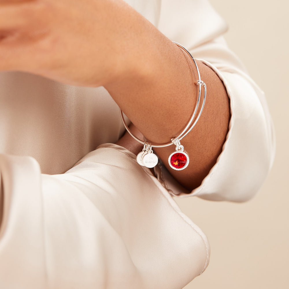 Ruby July Birthstone Charm Bangle Silver | Alex and Ani
