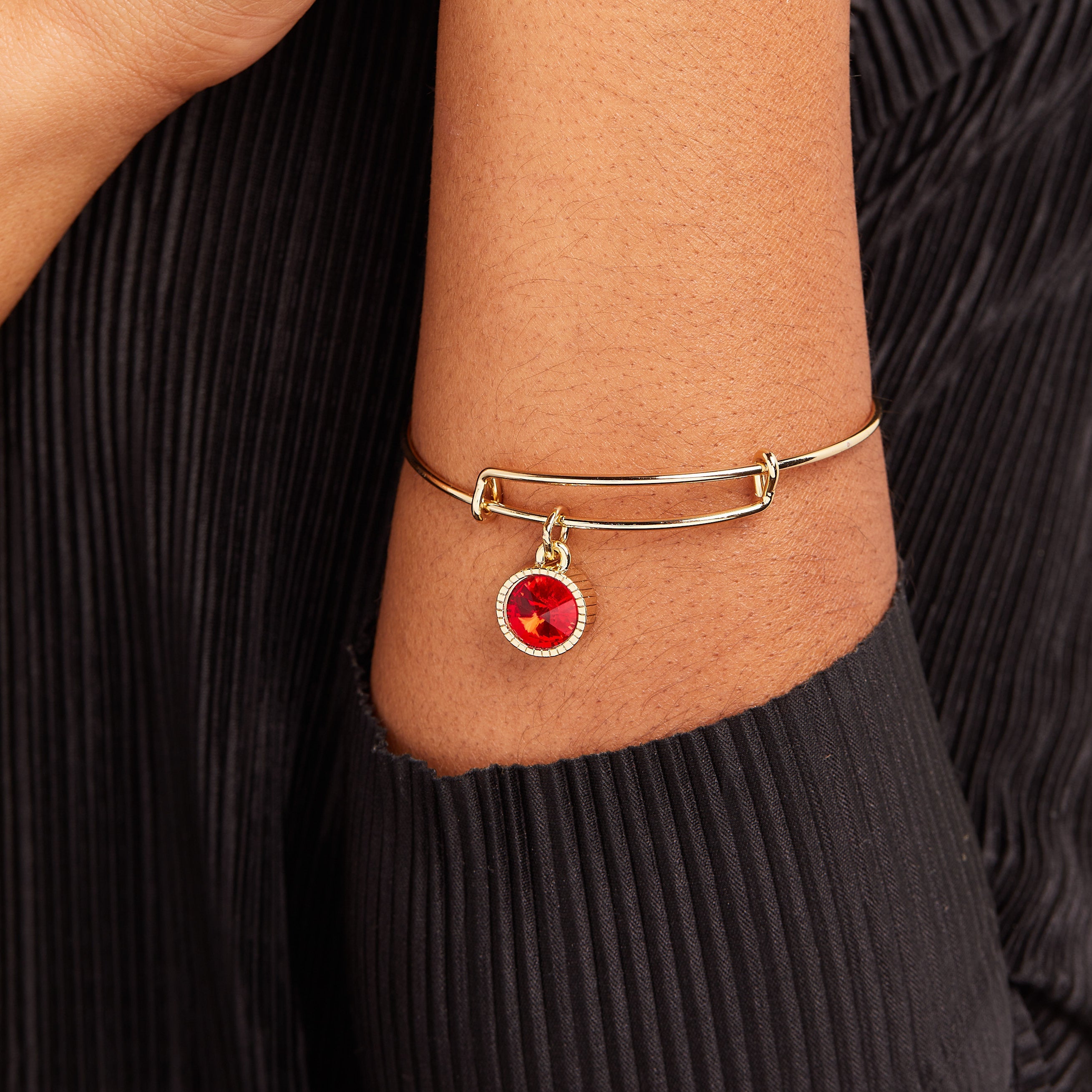 Ruby July Birthstone Charm Bangle Silver | Alex and Ani