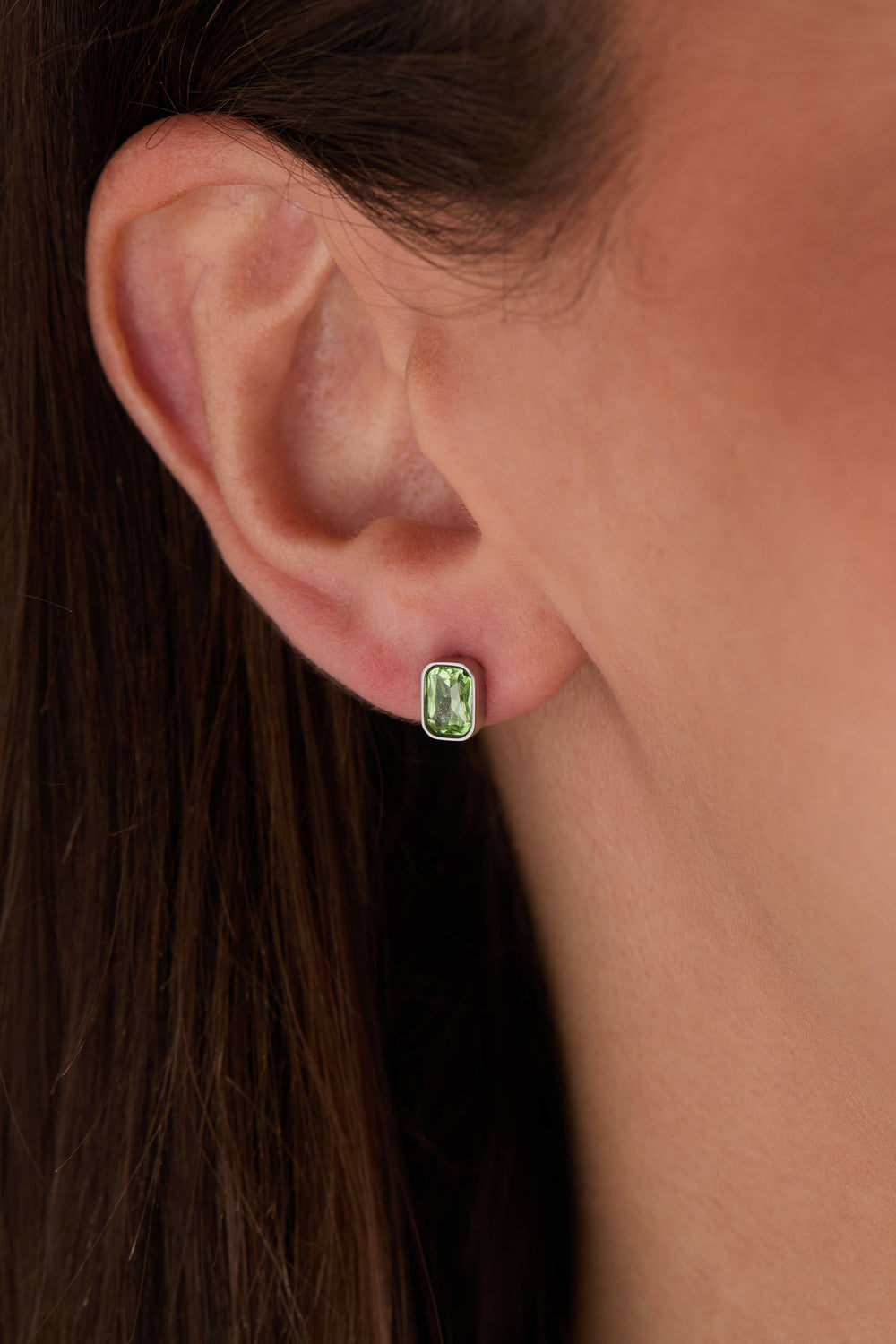 August Emerald-Cut Birthstone Stud Stainless Steel Gold | Alex and Ani