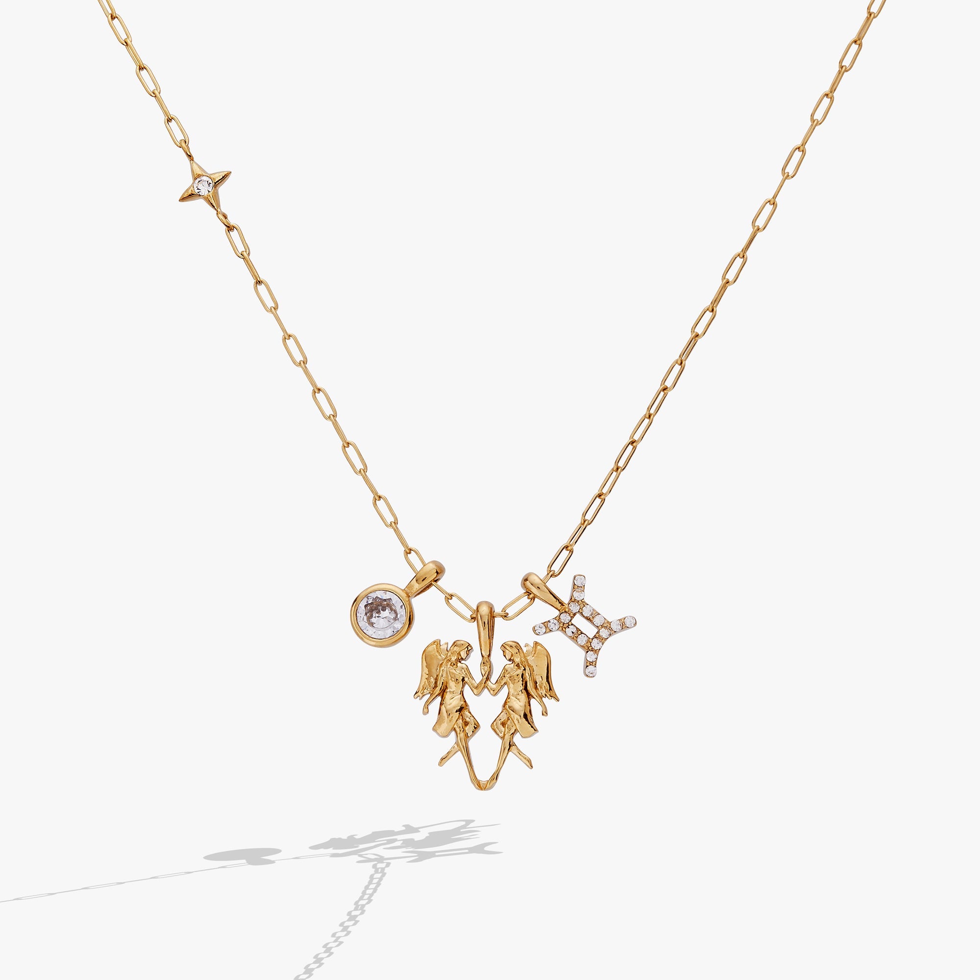Gemini Charm Cluster Necklace Stainless Steel Gold | Alex and Ani