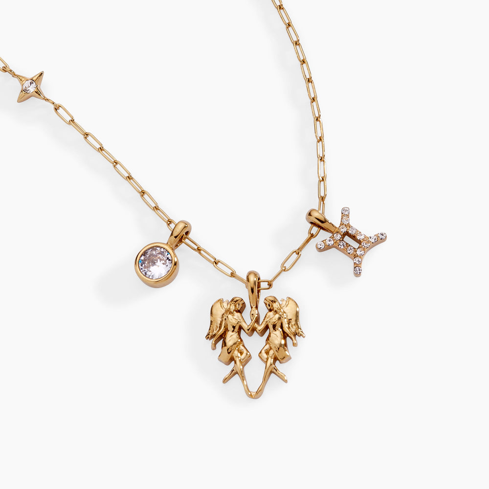 Gemini Charm Cluster Necklace Stainless Steel Gold | Alex and Ani